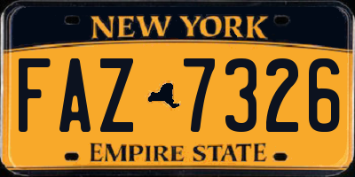 NY license plate FAZ7326