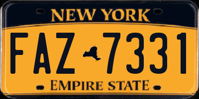 NY license plate FAZ7331