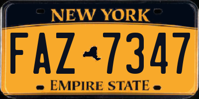 NY license plate FAZ7347