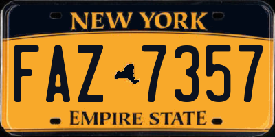 NY license plate FAZ7357