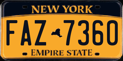 NY license plate FAZ7360