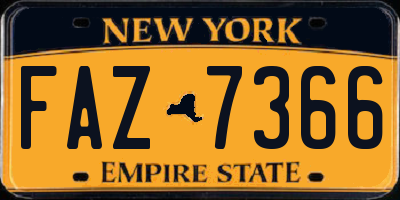 NY license plate FAZ7366
