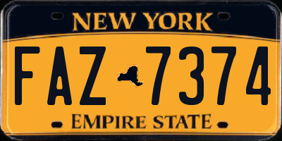 NY license plate FAZ7374