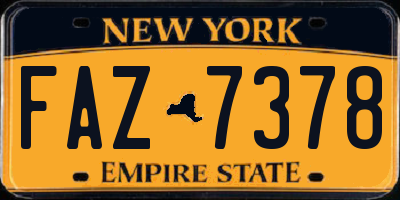 NY license plate FAZ7378