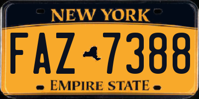 NY license plate FAZ7388