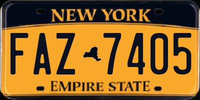 NY license plate FAZ7405
