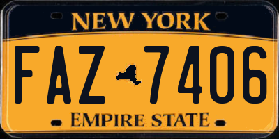 NY license plate FAZ7406