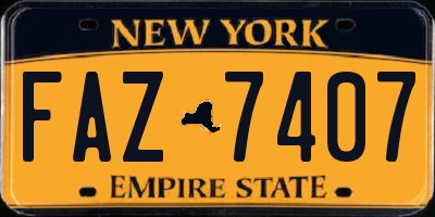 NY license plate FAZ7407