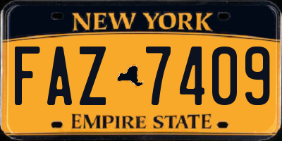 NY license plate FAZ7409