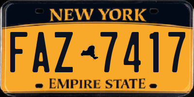 NY license plate FAZ7417