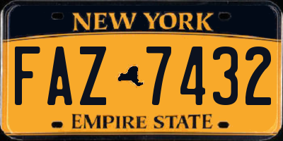 NY license plate FAZ7432