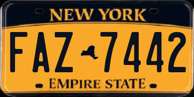 NY license plate FAZ7442