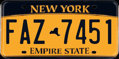 NY license plate FAZ7451