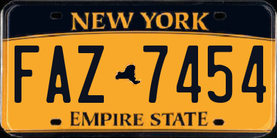 NY license plate FAZ7454