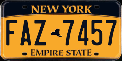 NY license plate FAZ7457