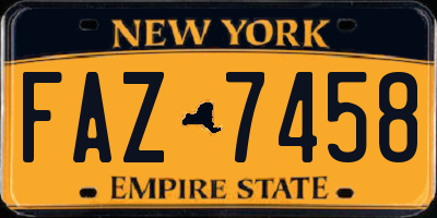 NY license plate FAZ7458