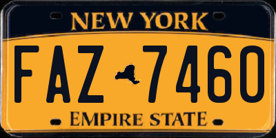 NY license plate FAZ7460