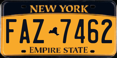 NY license plate FAZ7462
