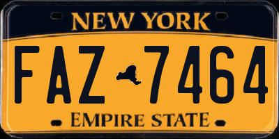 NY license plate FAZ7464