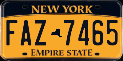 NY license plate FAZ7465