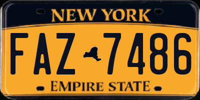 NY license plate FAZ7486