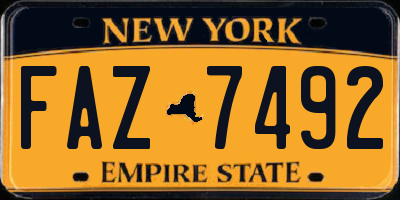 NY license plate FAZ7492