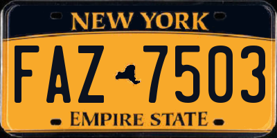 NY license plate FAZ7503