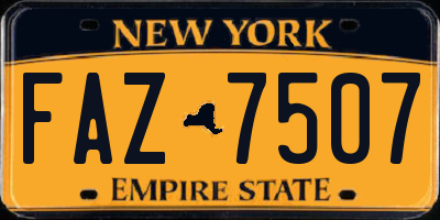NY license plate FAZ7507