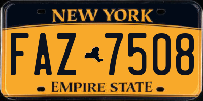 NY license plate FAZ7508