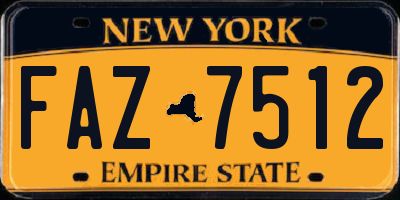 NY license plate FAZ7512