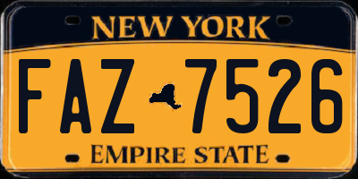 NY license plate FAZ7526