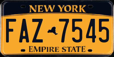NY license plate FAZ7545
