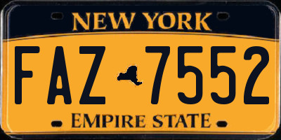 NY license plate FAZ7552