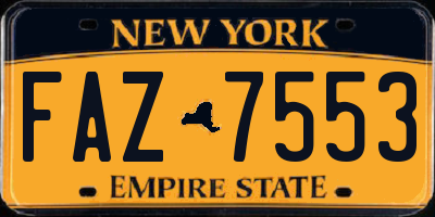 NY license plate FAZ7553