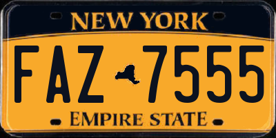 NY license plate FAZ7555