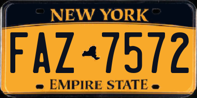 NY license plate FAZ7572