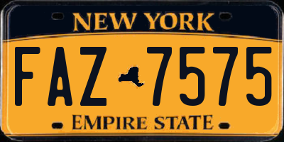 NY license plate FAZ7575