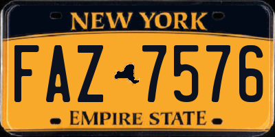 NY license plate FAZ7576
