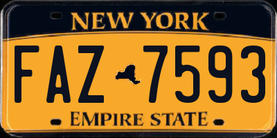 NY license plate FAZ7593