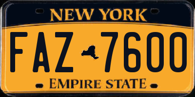 NY license plate FAZ7600