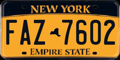 NY license plate FAZ7602