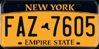 NY license plate FAZ7605