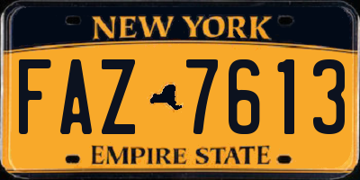 NY license plate FAZ7613