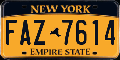 NY license plate FAZ7614