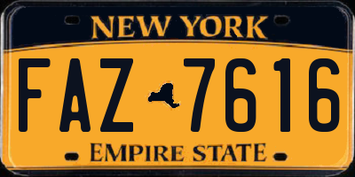 NY license plate FAZ7616