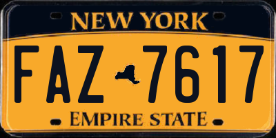 NY license plate FAZ7617