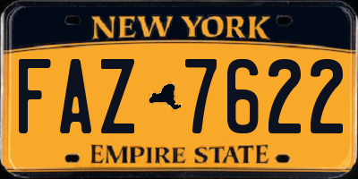 NY license plate FAZ7622