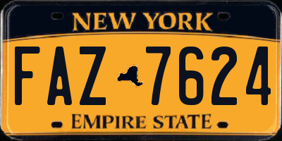 NY license plate FAZ7624