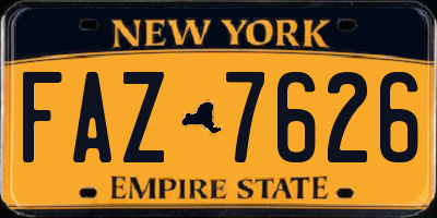 NY license plate FAZ7626