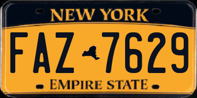 NY license plate FAZ7629